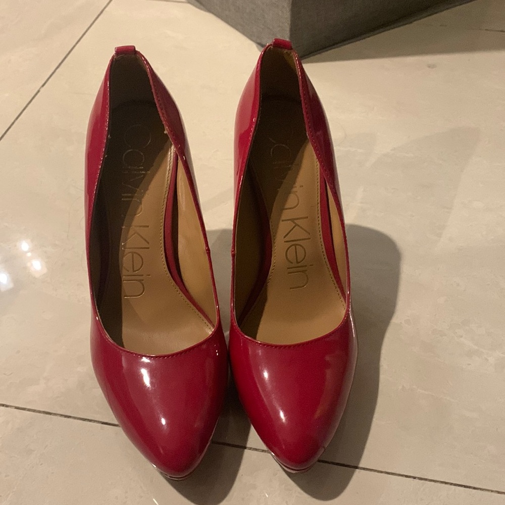 Red stilettos Calvin Klein